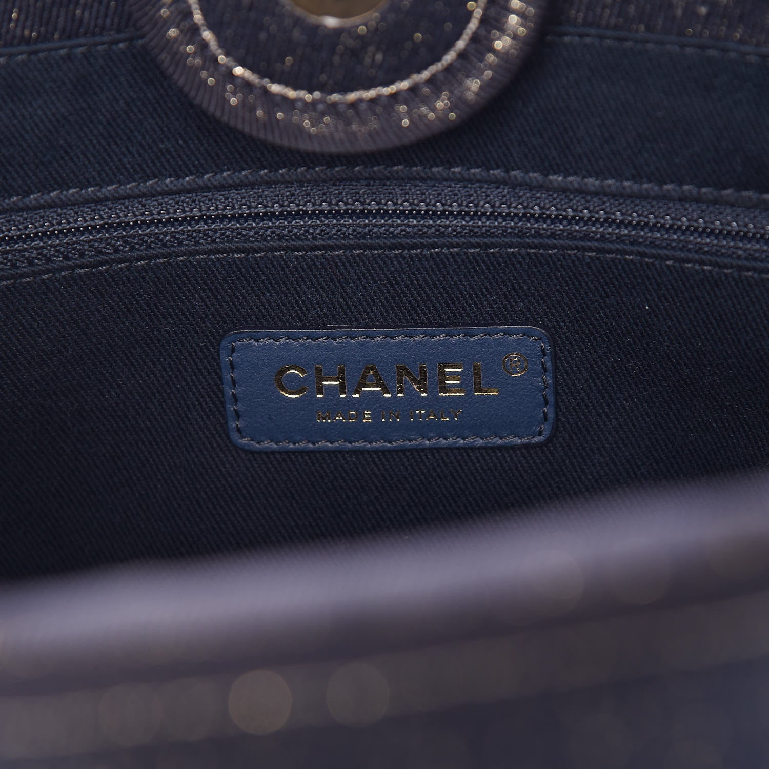 Chanel Lurex Canvas Mini Deauville Tote Navy Blue Gold 6 of 9