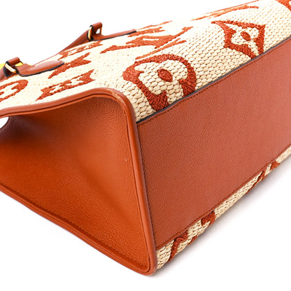 Louis Vuitton Raffia Calfskin Monogram Giant Onthego MM Tan 11 of 12