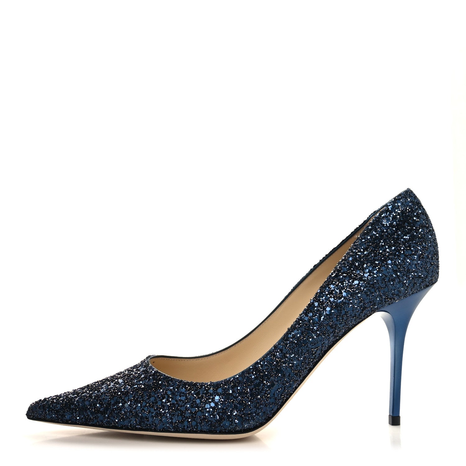 Jimmy Choo Coarse Glitter Fabric Agnes 85 Pumps 40 Navy 1 of 7