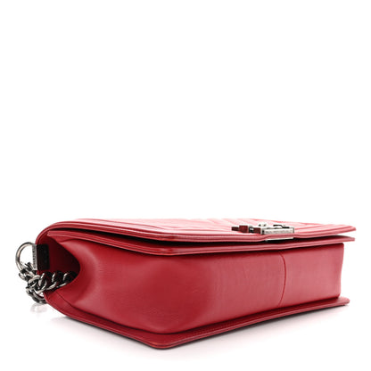 Chanel Calfskin Chevron Quilted Medium Boy Flap Red 3 of 10