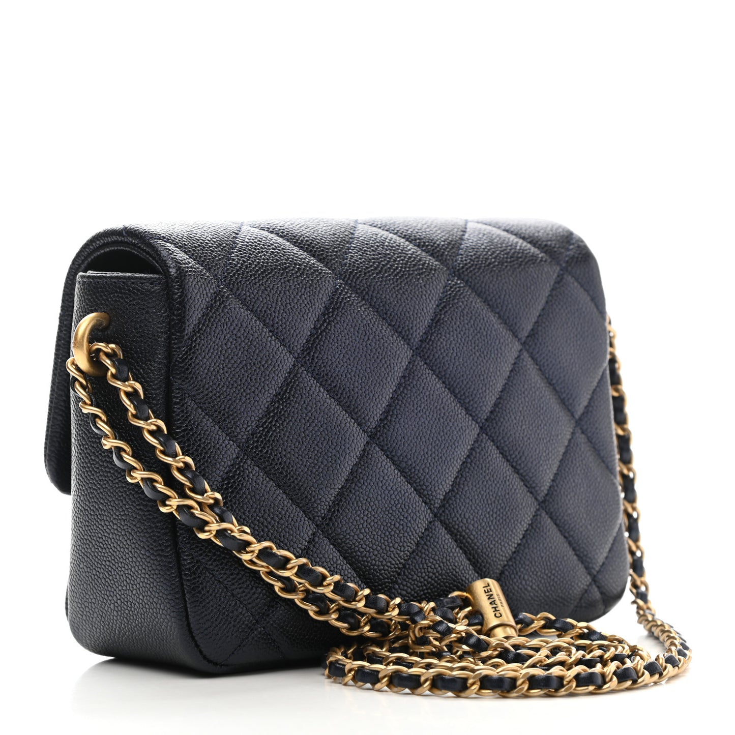 Iridescent Caviar Quilted Mini My Perfect Flap Dark Blue