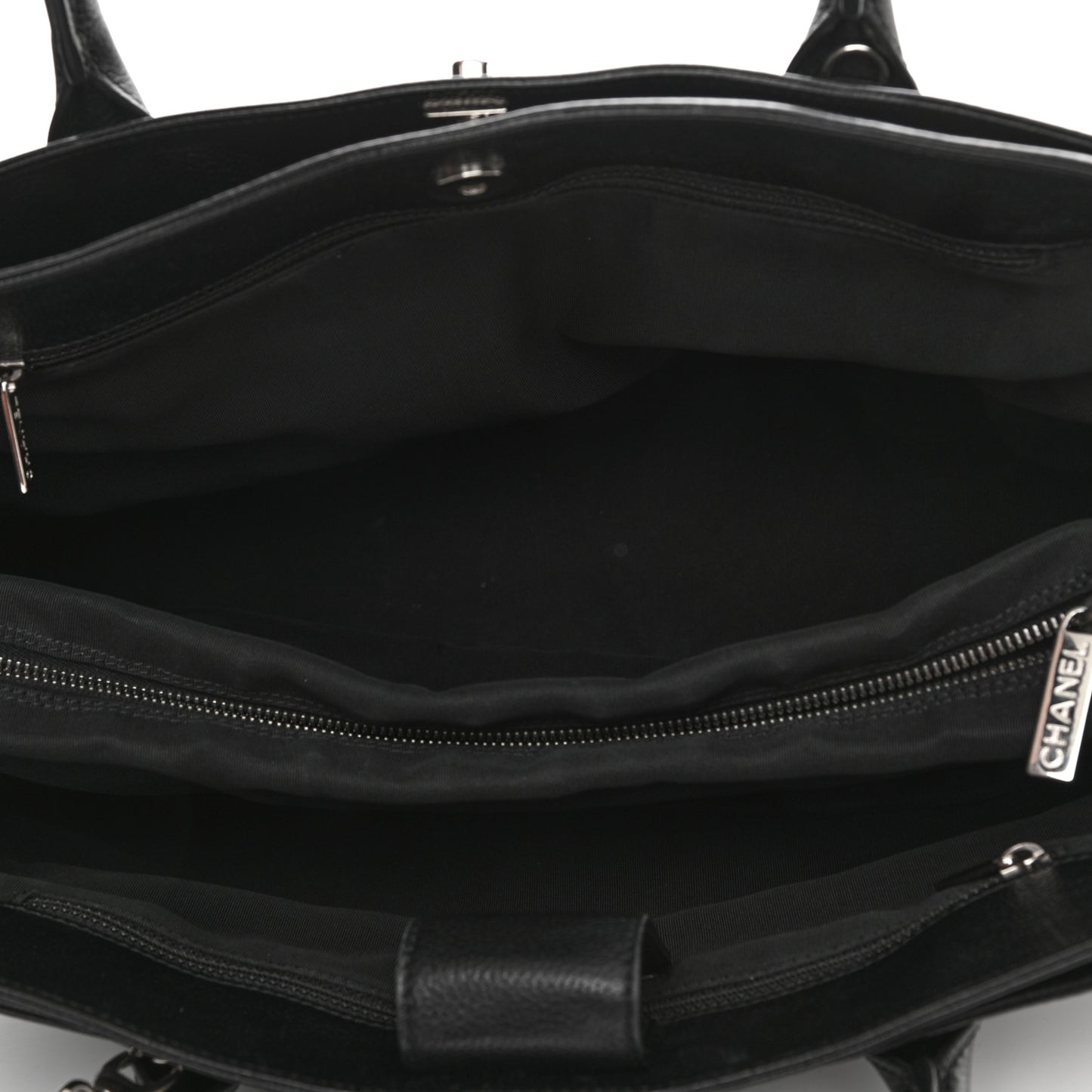 Calfskin Cerf Executive Shopper Tote Black