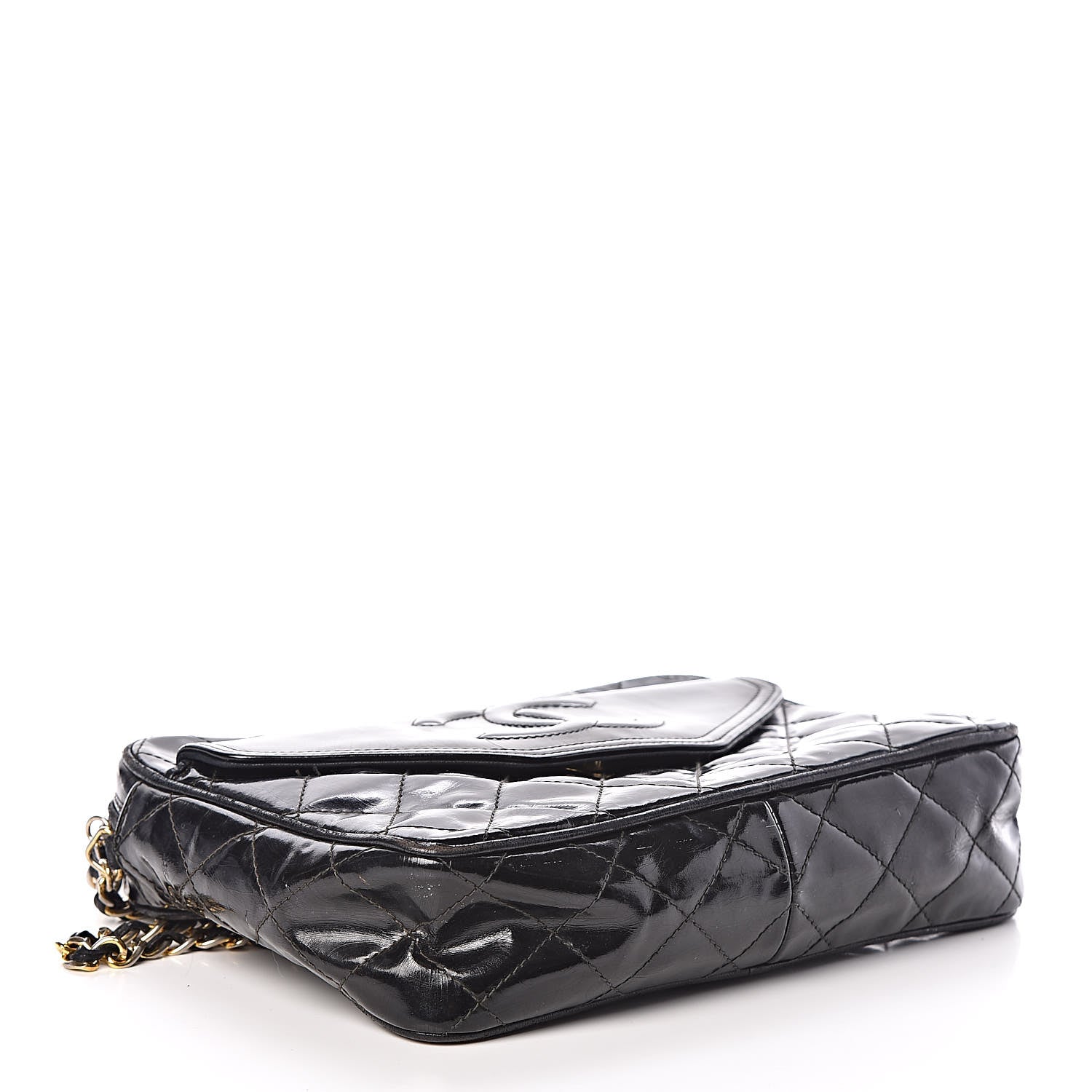 Chanel Patent Quilted Tassel Small Camera Case Black 4 of 17