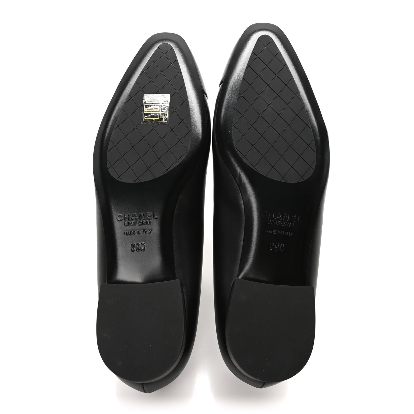 Lambskin Cap Toe Ballerina Flats 39 Black