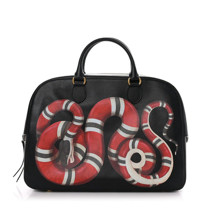 Gucci Calfskin Kingsnake Print Duffle Black 1 of 10