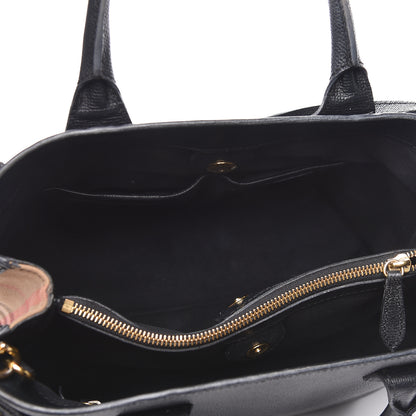Burberry Grainy Calfskin House Check Medium Banner Tote Black 6 of 18