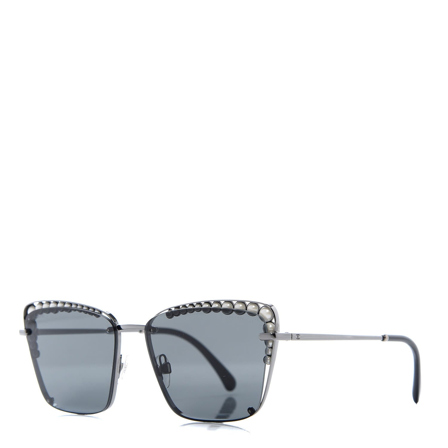 Chanel Metal Square Frame Pearl Sunglasses 4235-H Dark Grey 1 of 8