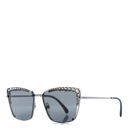 Chanel Metal Square Frame Pearl Sunglasses 4235-H Dark Grey 1 of 8