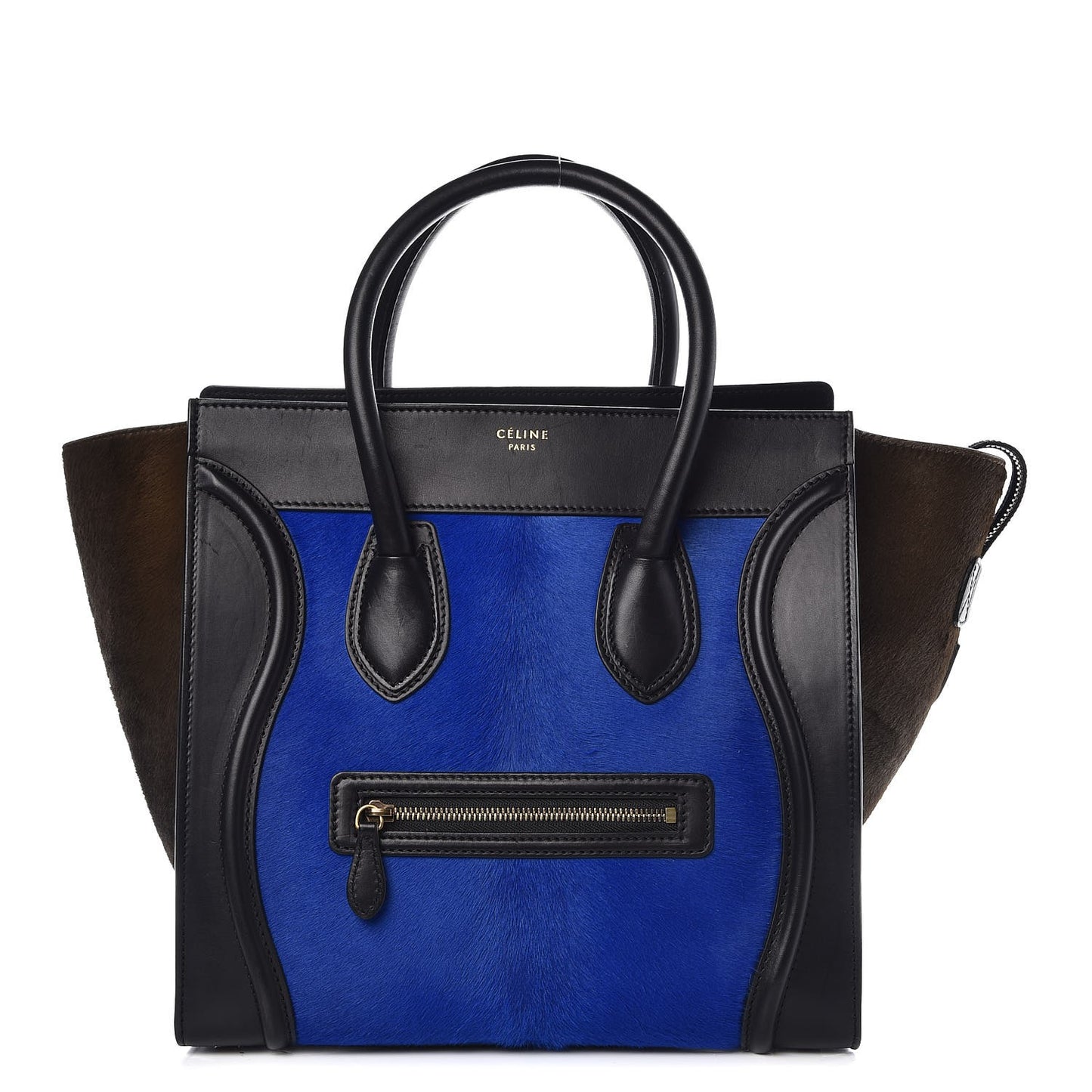 Pony Hair Mini Tri-Color Luggage Royal Blue