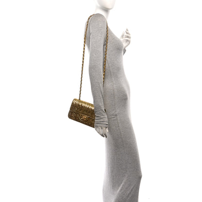 Chanel Metallic Calfskin Crocodile Embossed Cocodile Rectangular Mini Flap Gold 2 of 11