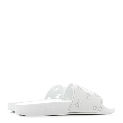 Gucci Rubber GG Monogram Perforated Womens Slide Sandals 35 Great White 3 of 4