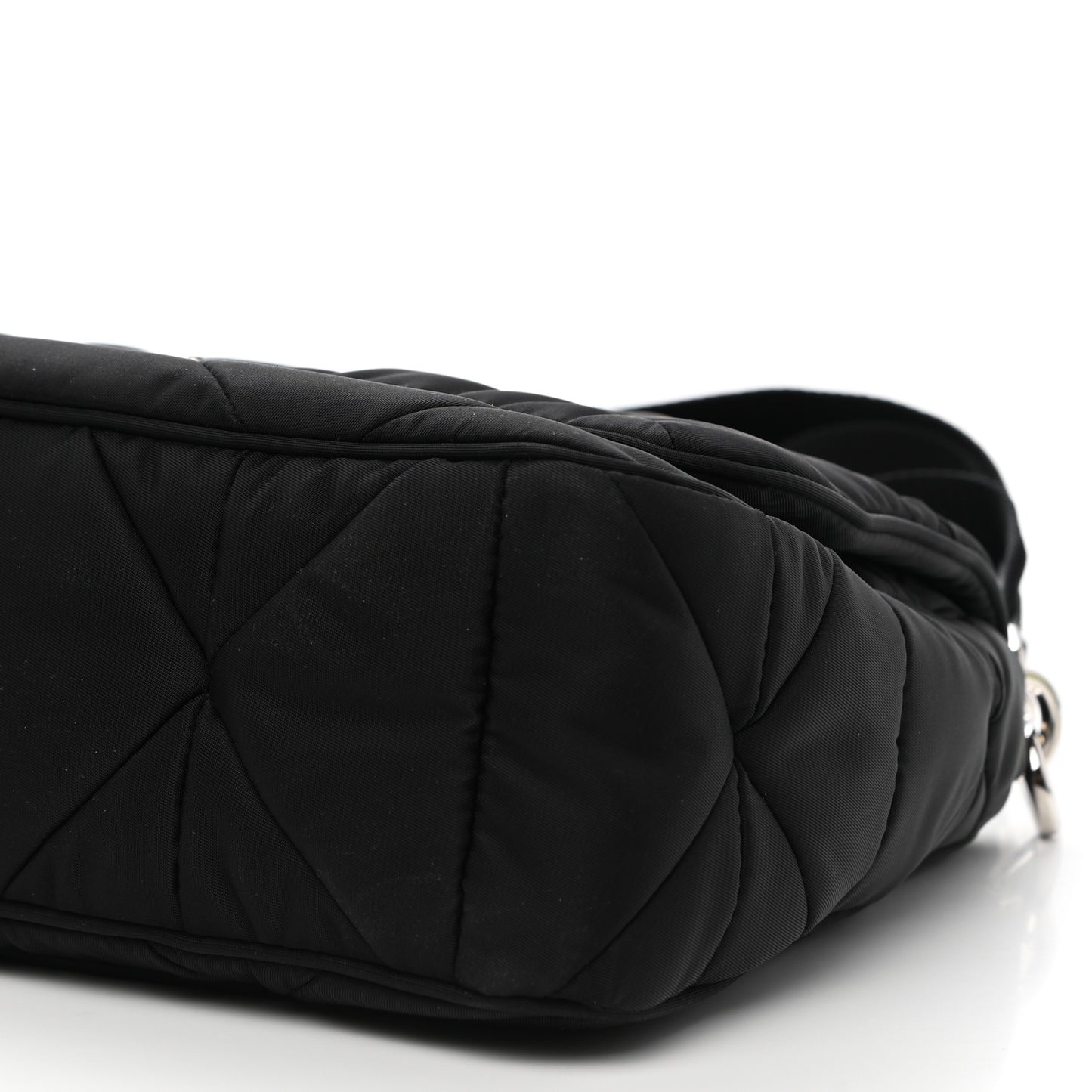 Re-Nylon Quilted Padded Flap Shoulder Bag Black