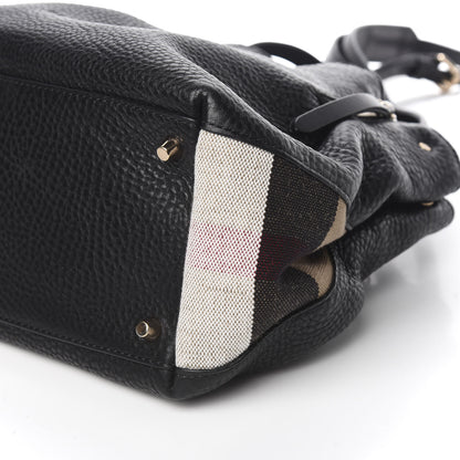 Burberry Grainy Calfskin House Check Small Maidstone Black 8 of 9