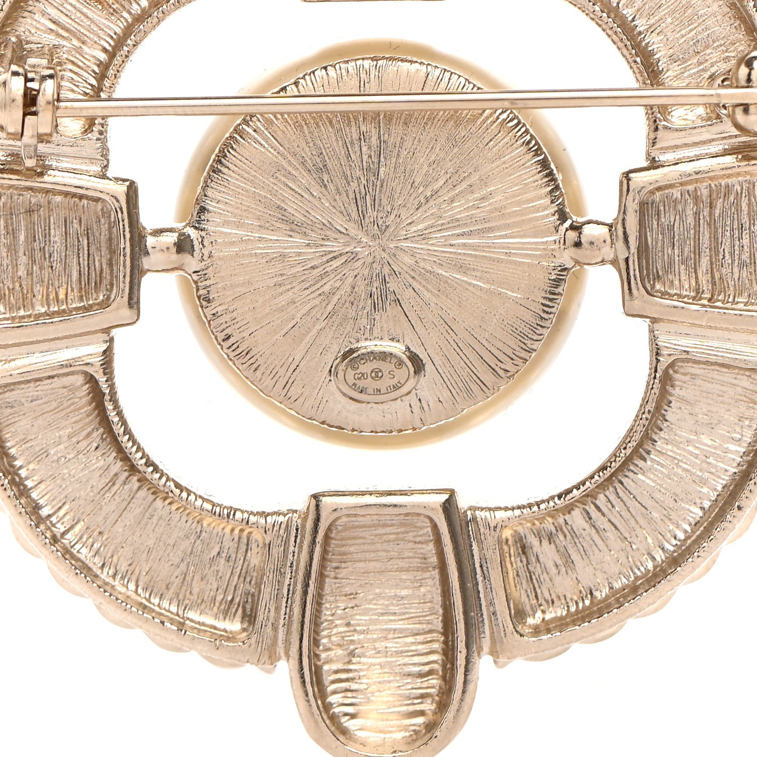 Chanel Crystal Pearl Enamel CC Brooch Gold Pink 4 of 5