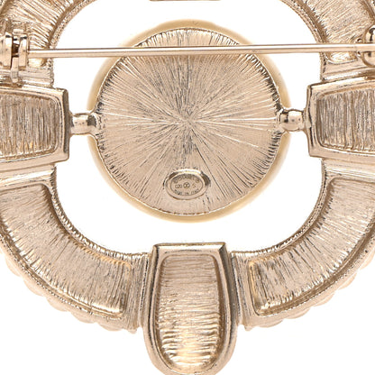 Chanel Crystal Pearl Enamel CC Brooch Gold Pink 4 of 5
