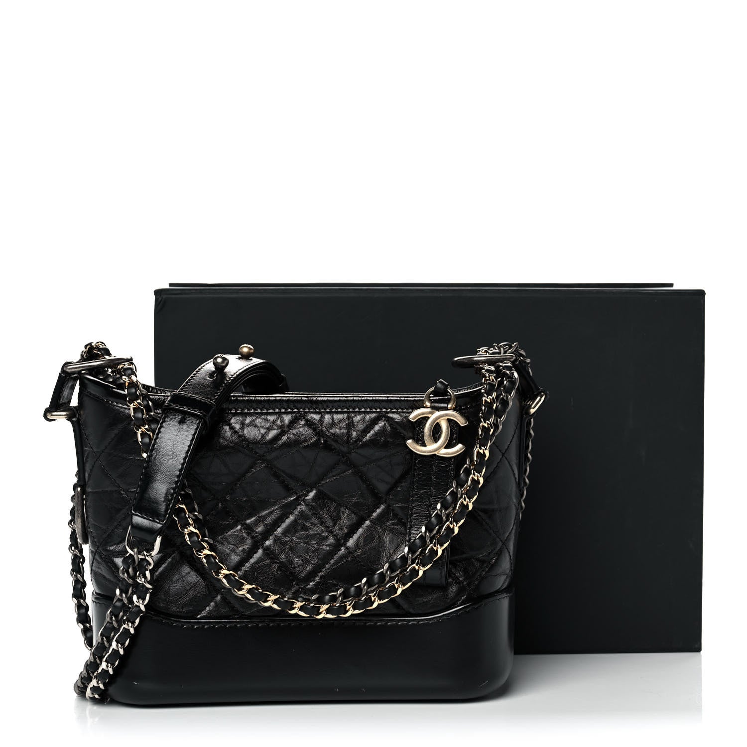 Chanel Aged Calfskin Quilted Small Gabrielle Hobo Black 12 of 12