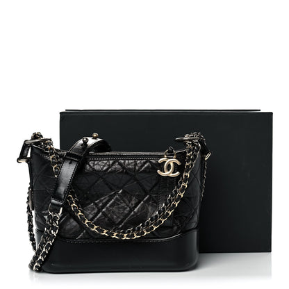 Chanel Aged Calfskin Quilted Small Gabrielle Hobo Black 12 of 12