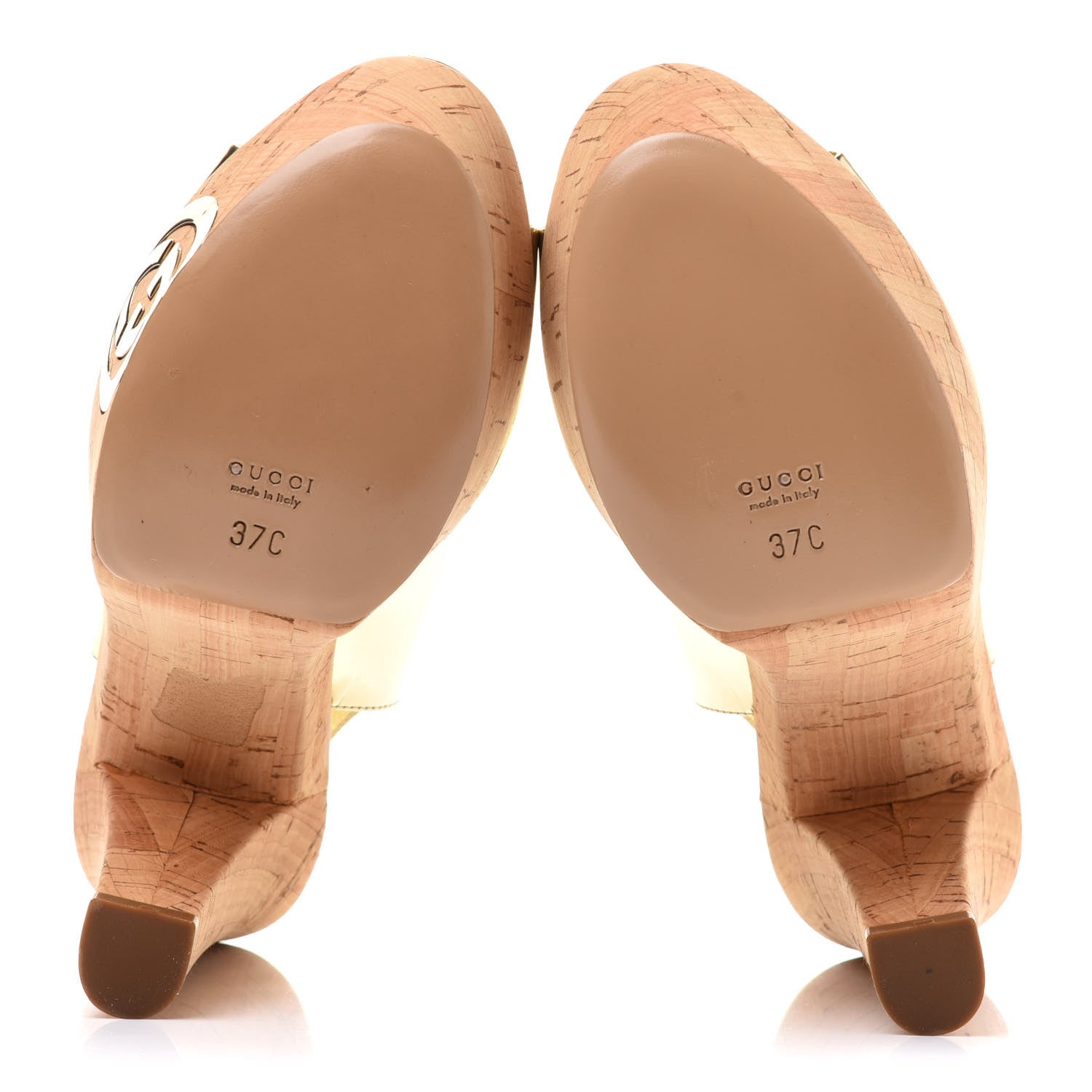Gucci Miroir Calfskin Grease Cork Slingback Platform High Heel Sandals 37 Platino 5 of 11