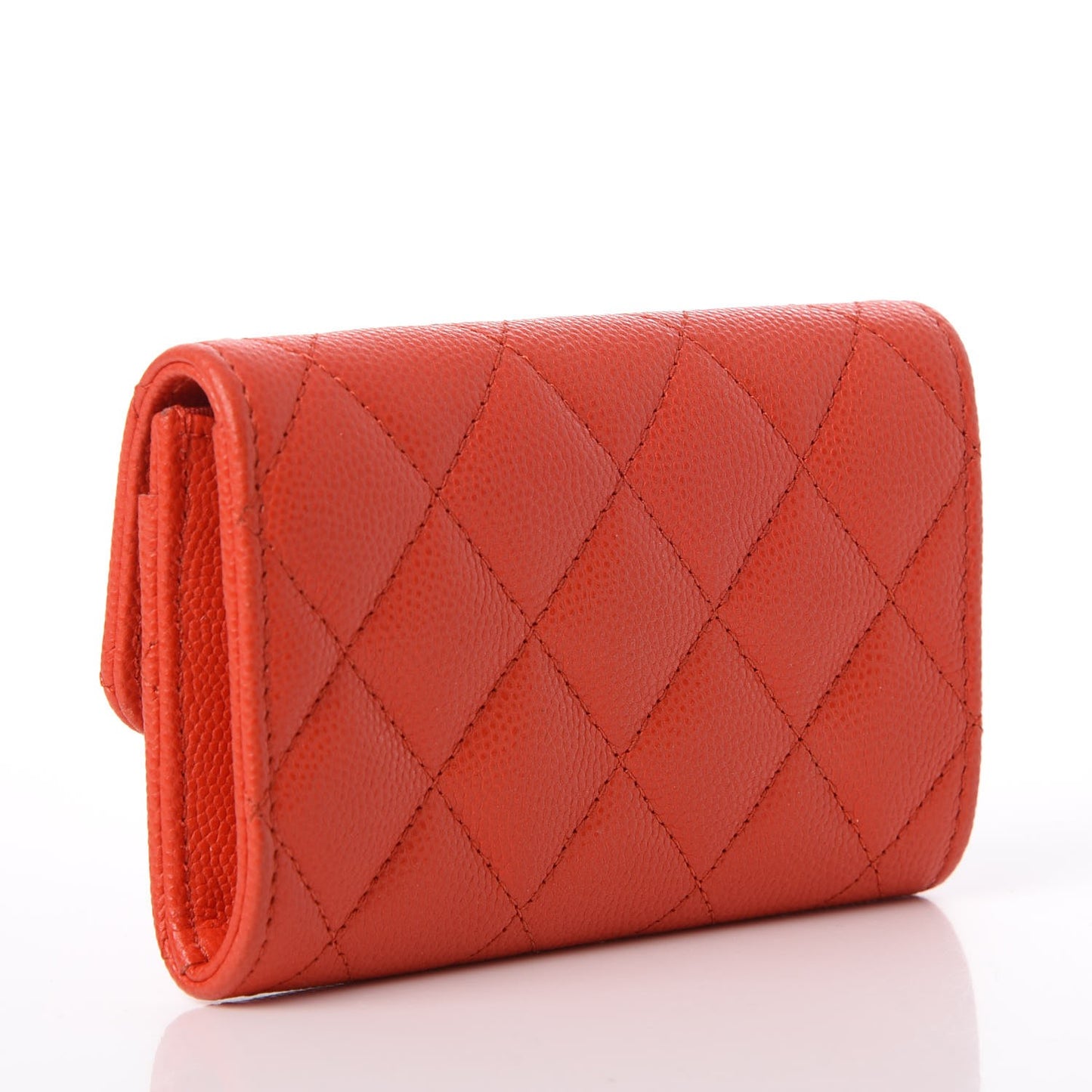 Caviar Quilted Flap Card Holder Red