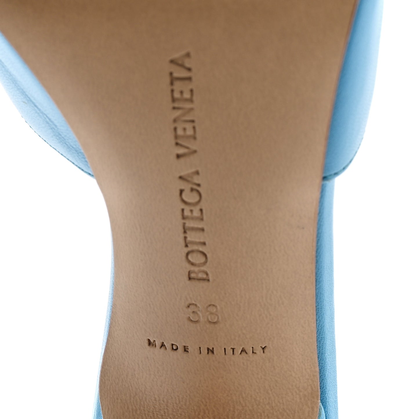 Lambskin Stretch Mule Sandals 38 Sky Blue