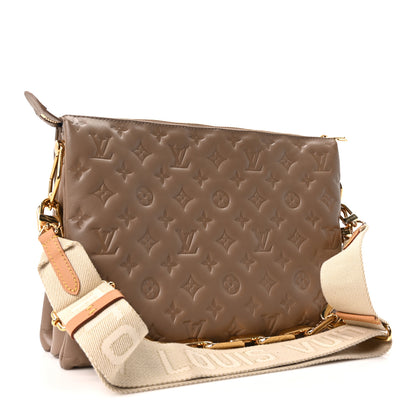 Louis Vuitton Lambskin Embossed Monogram Coussin MM Taupe 3 of 9