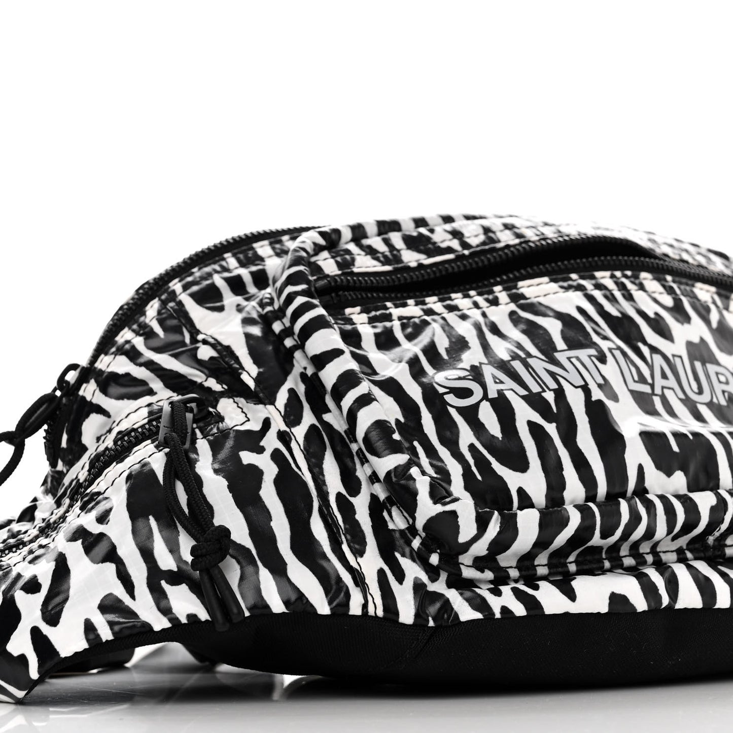 Nylon Leopard Print Belt Bag Black