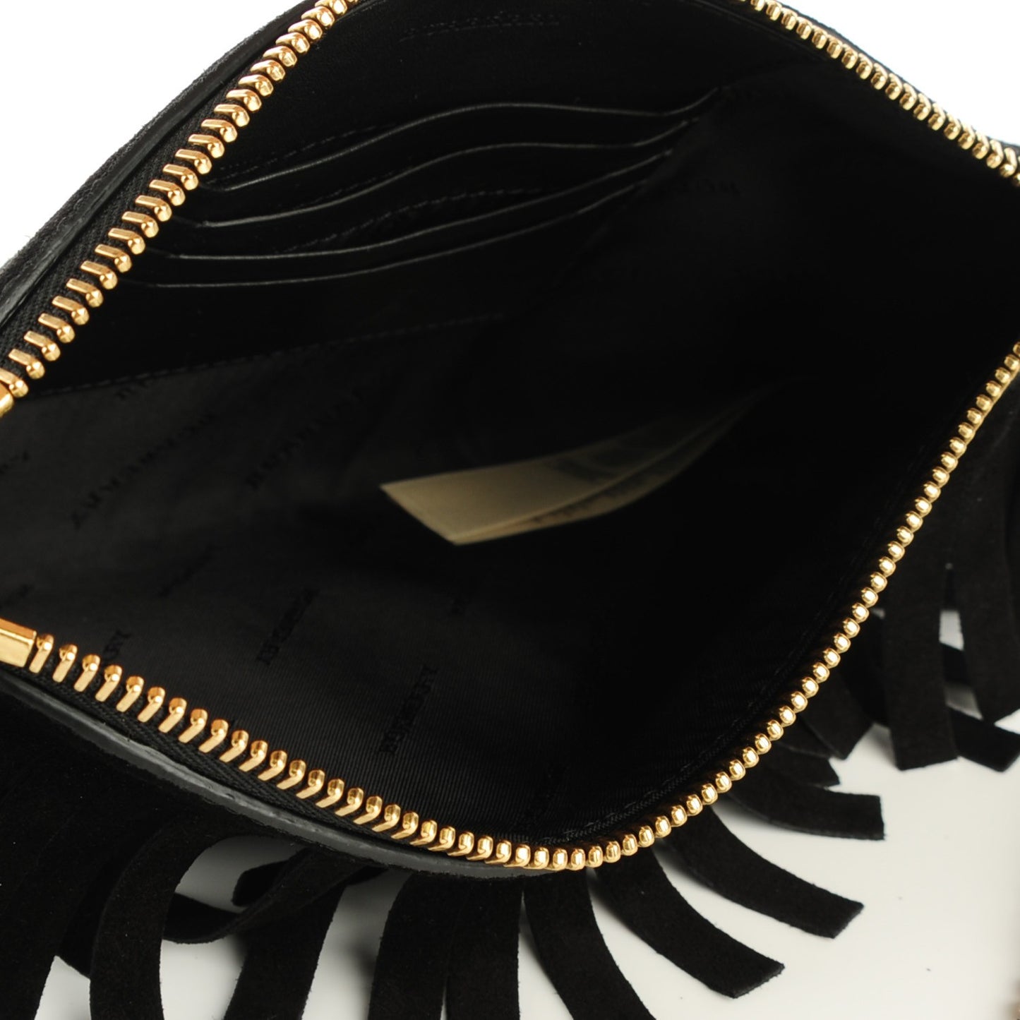 Suede Fringe Peyton Crossbody Clutch Bag Black