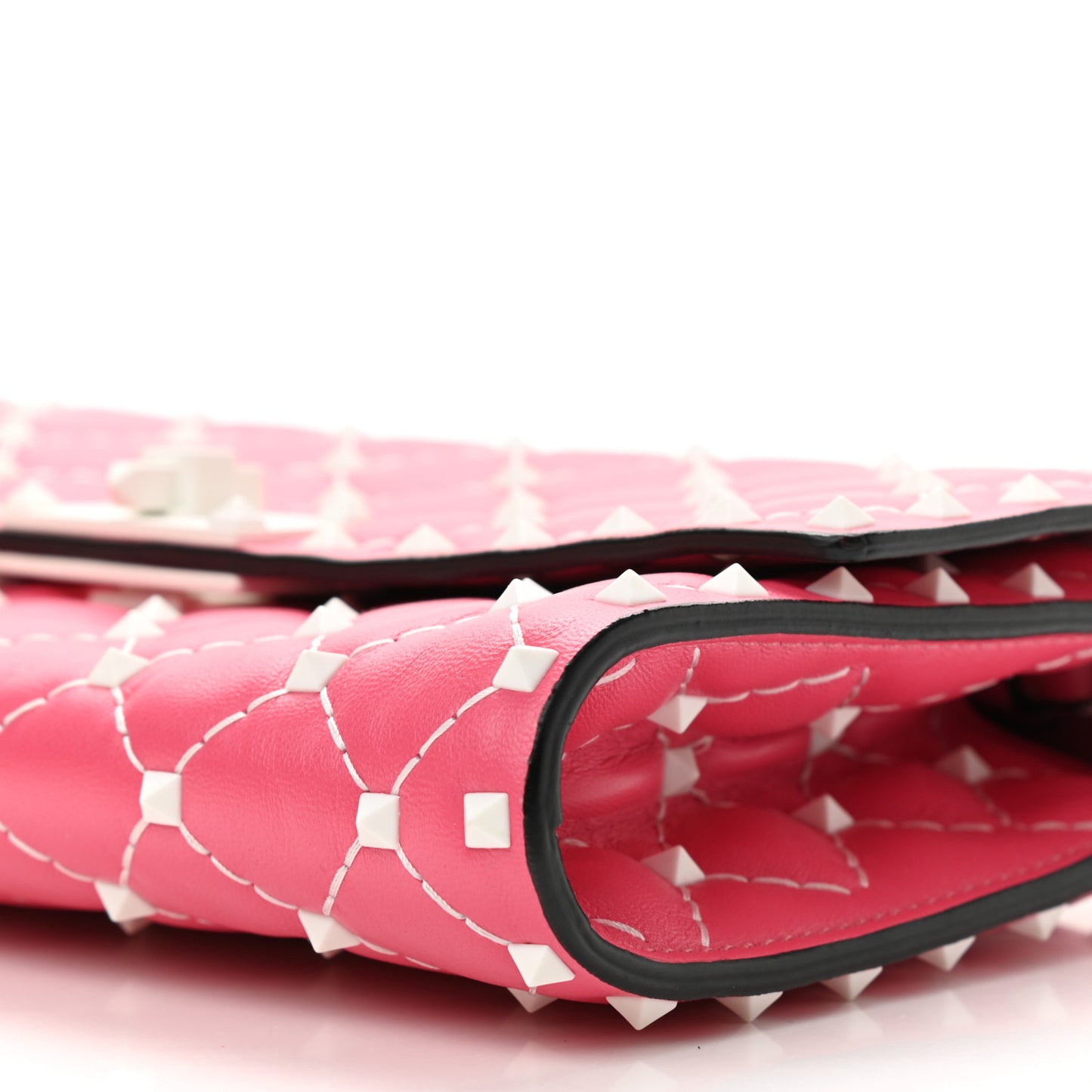 Lambskin Free Rockstud Spike Wallet On Chain Shadow Pink