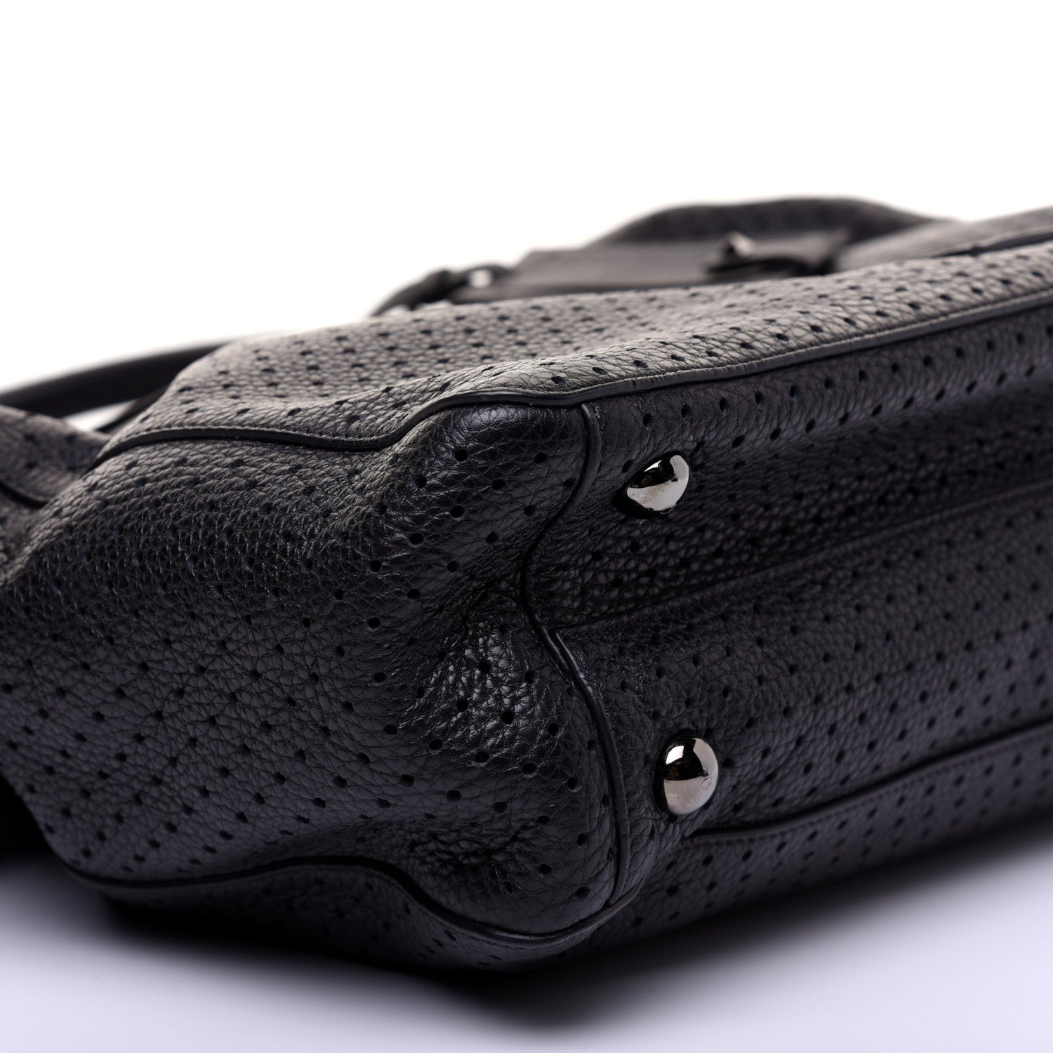 Valentino Garavani Calfskin Perforated Rockstud Large Travel Briefcase Black 6 of 10