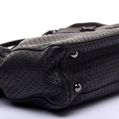 Valentino Garavani Calfskin Perforated Rockstud Large Travel Briefcase Black 6 of 10