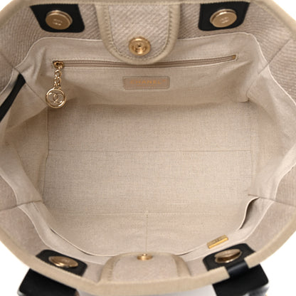 Chanel Mixed Fibers Small Deauville Tote Beige Black 6 of 12