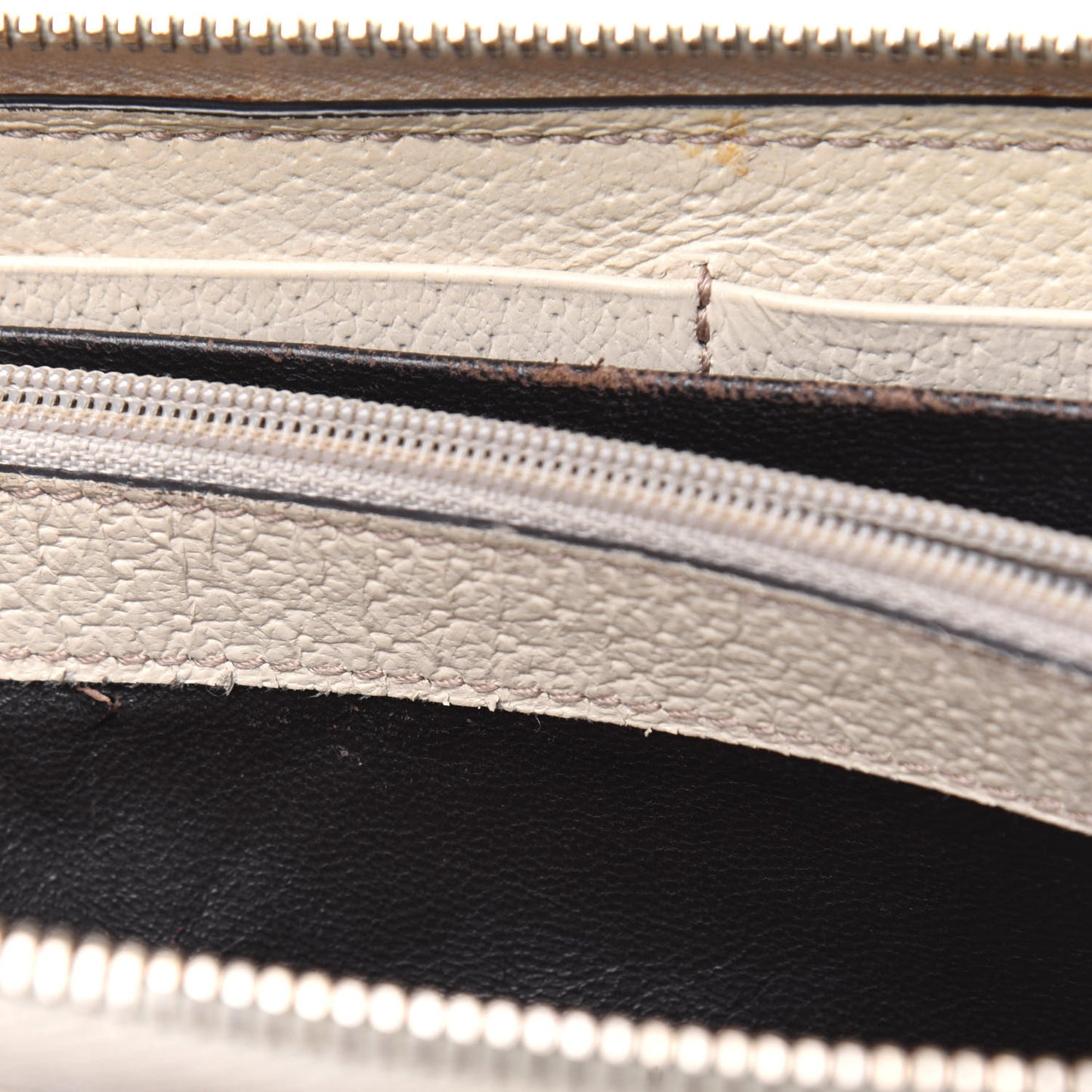 Monogram Metal Bar Zip Around Wallet Beige Ebony Off White