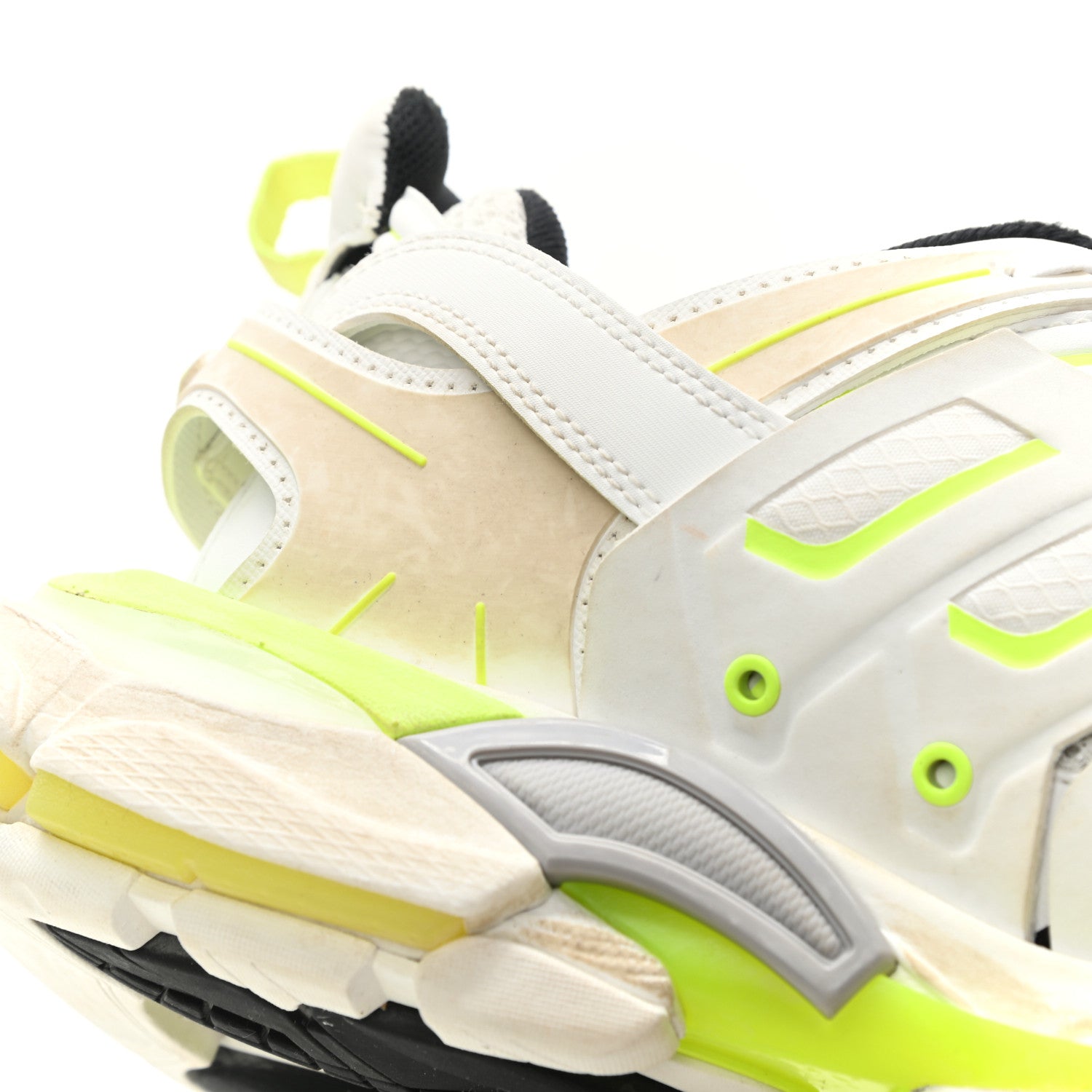 Balenciaga Mesh Nylon Worn Out Effect Womens Track Sneakers 39 White Fluo Yellow 10 of 17