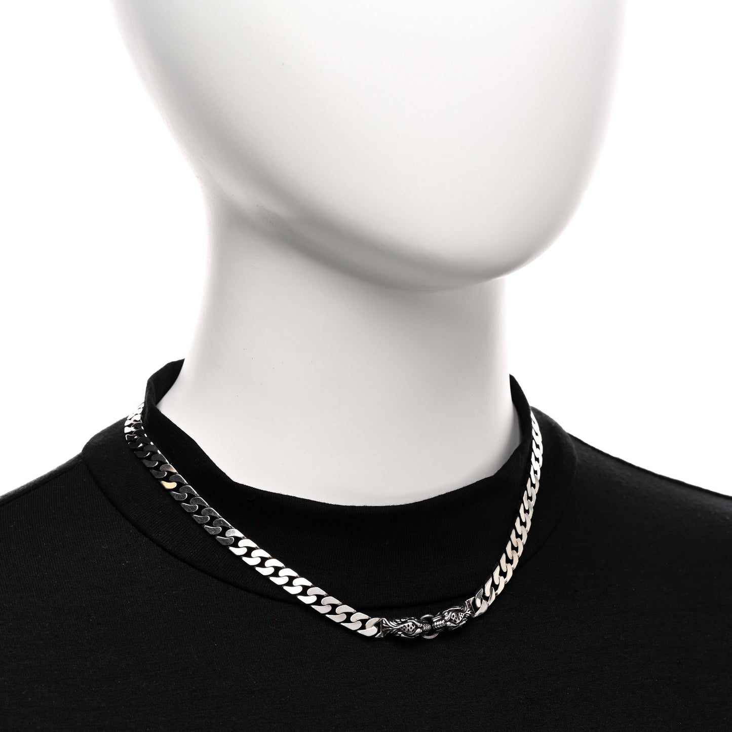 Sterling Silver Tigers  Head Choker Chain Necklace