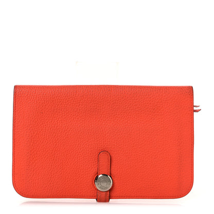 Hermes Togo Dogon Duo Wallet Orange Poppy Rose Candy 1 of 11