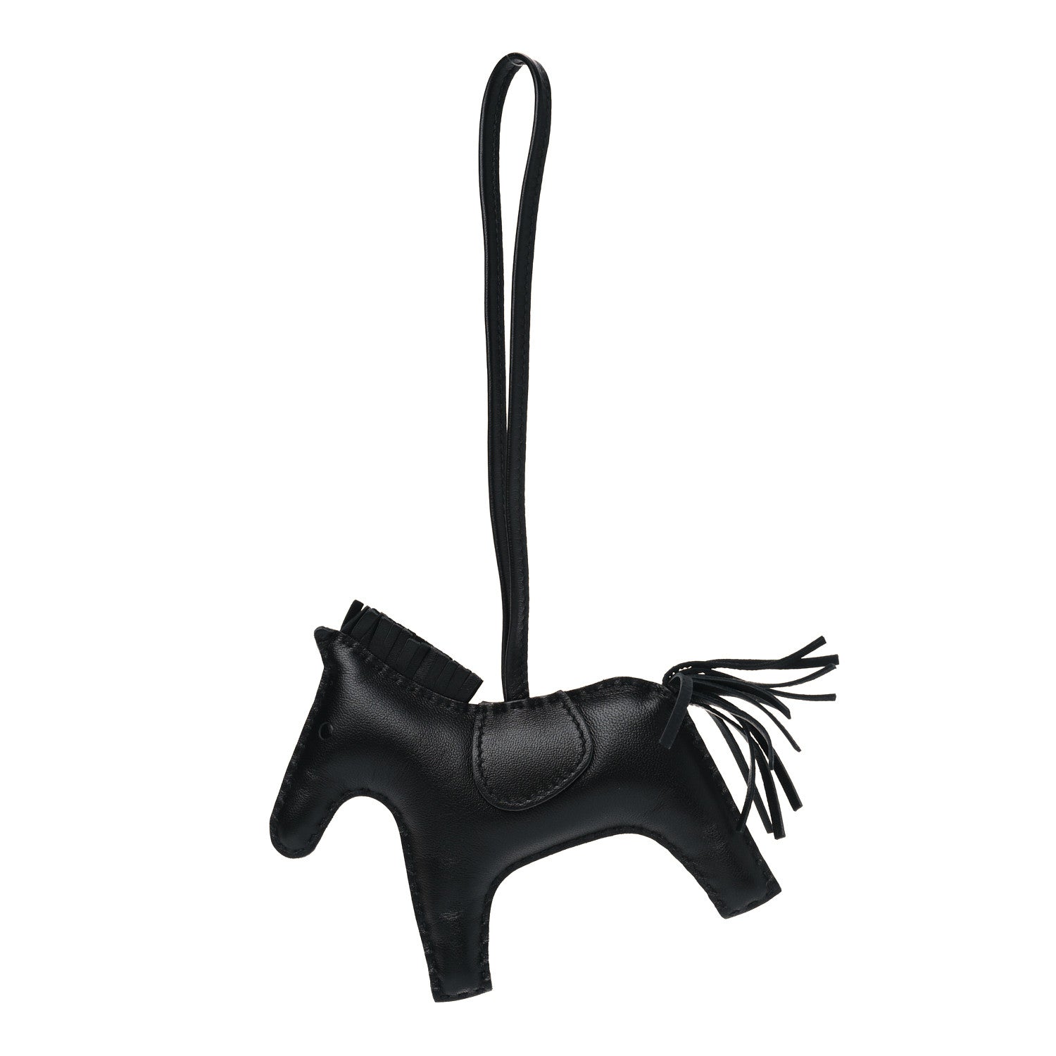 Hermes Milo Lambskin Grigri Rodeo Horse Bag Charm MM So Black 1 of 3