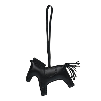 Hermes Milo Lambskin Grigri Rodeo Horse Bag Charm MM So Black 1 of 3