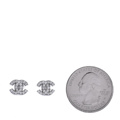 Chanel Crystal Timeless CC Earrings Silver 2 of 4