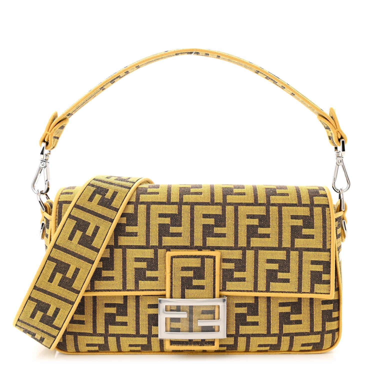 Fendi x FRGMT Woven Fabric Jacquard FF Embroidered Baguette Mimosa 1 of 11