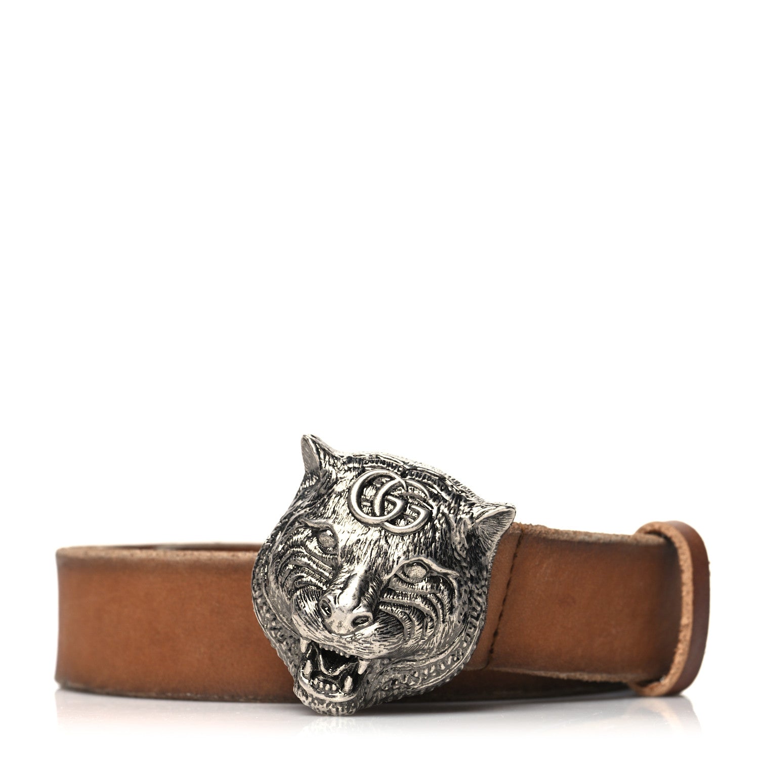 Gucci Calfskin Brass Feline Buckle Belt 120 48 Toscano 1 of 7