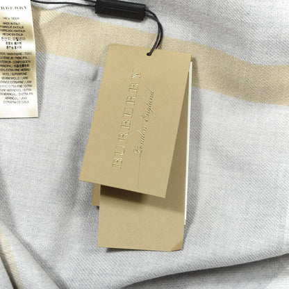 Burberry Wool Solid to Check Charlotte Cape Scarf Light Grey 3 of 4