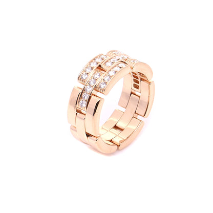 Cartier 18K Yellow Gold Diamond Maillon Panthere 3 Half Rows Paved Ring 54 6.75 4 of 6