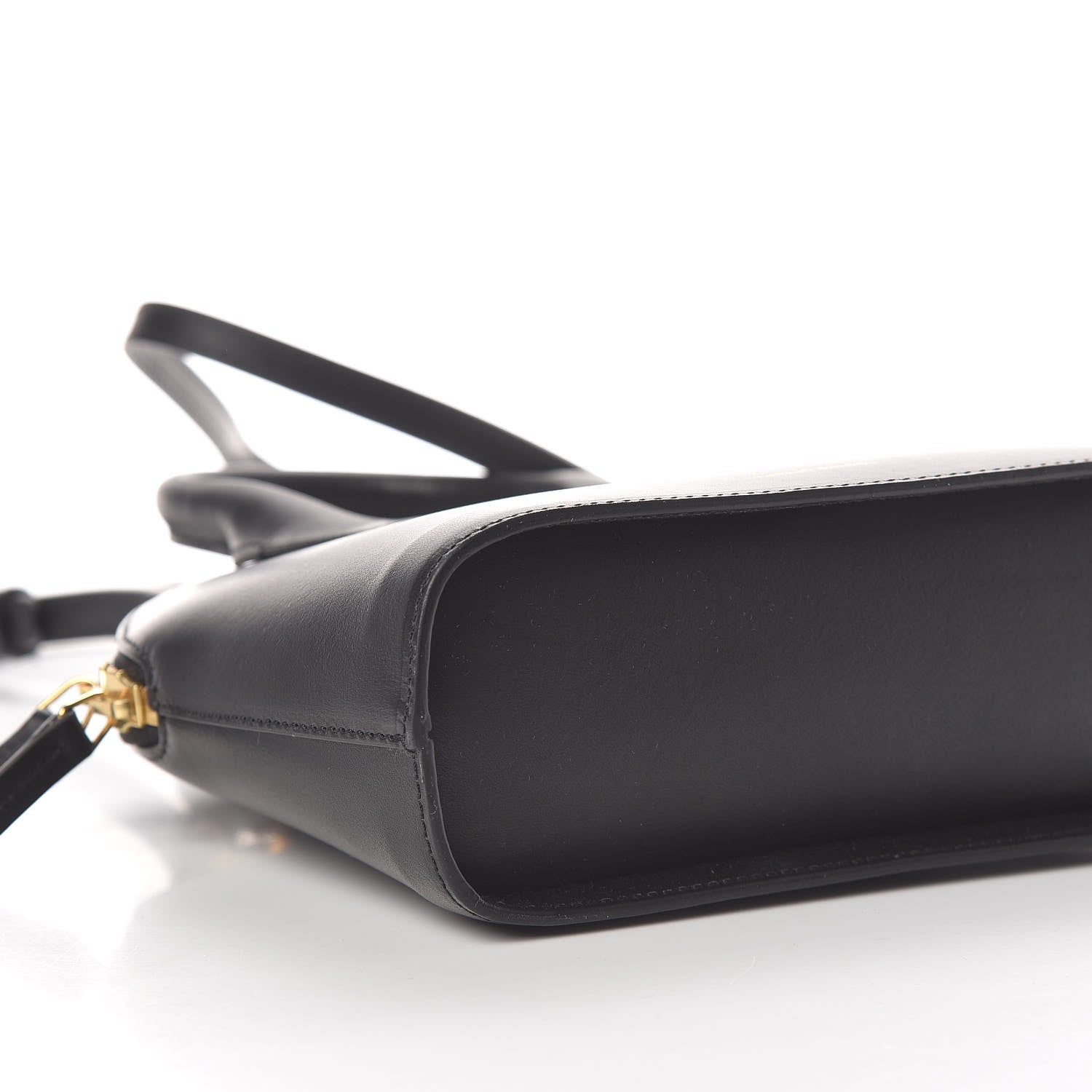 Mansur Gavriel Vegetable Tanned Calfskin Mini Round Top Handle Bag Black Flamma 10 of 11