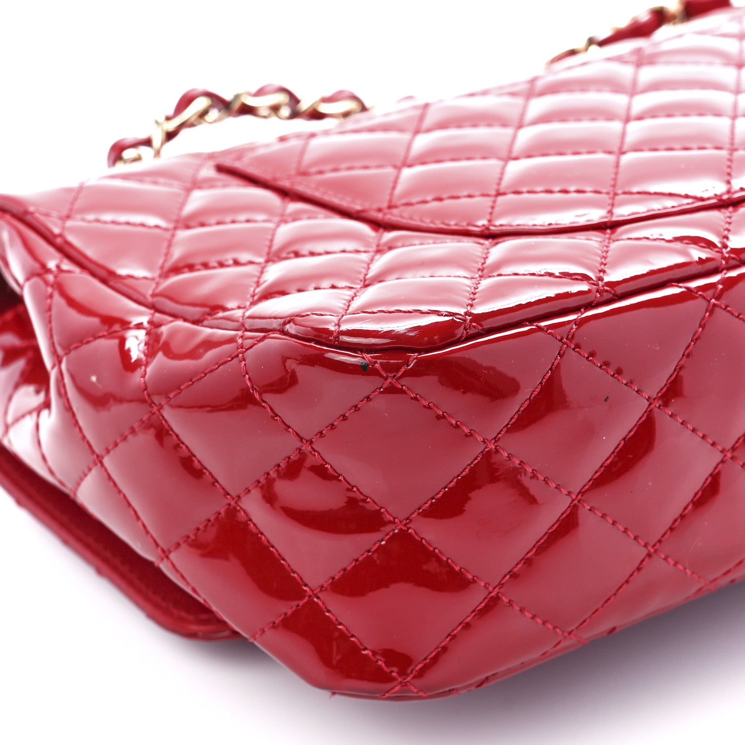 Chanel Patent Calfskin Quilted Valentine Charms Medium Single Flap Red 10 of 11