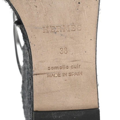 Hermes Calfskin Tipoli Espadrille Wedges 38 Black 7 of 14