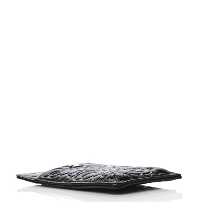 Chanel Caviar Camellia Embossed Classic Flat Wallet Pouch Black 4 of 11