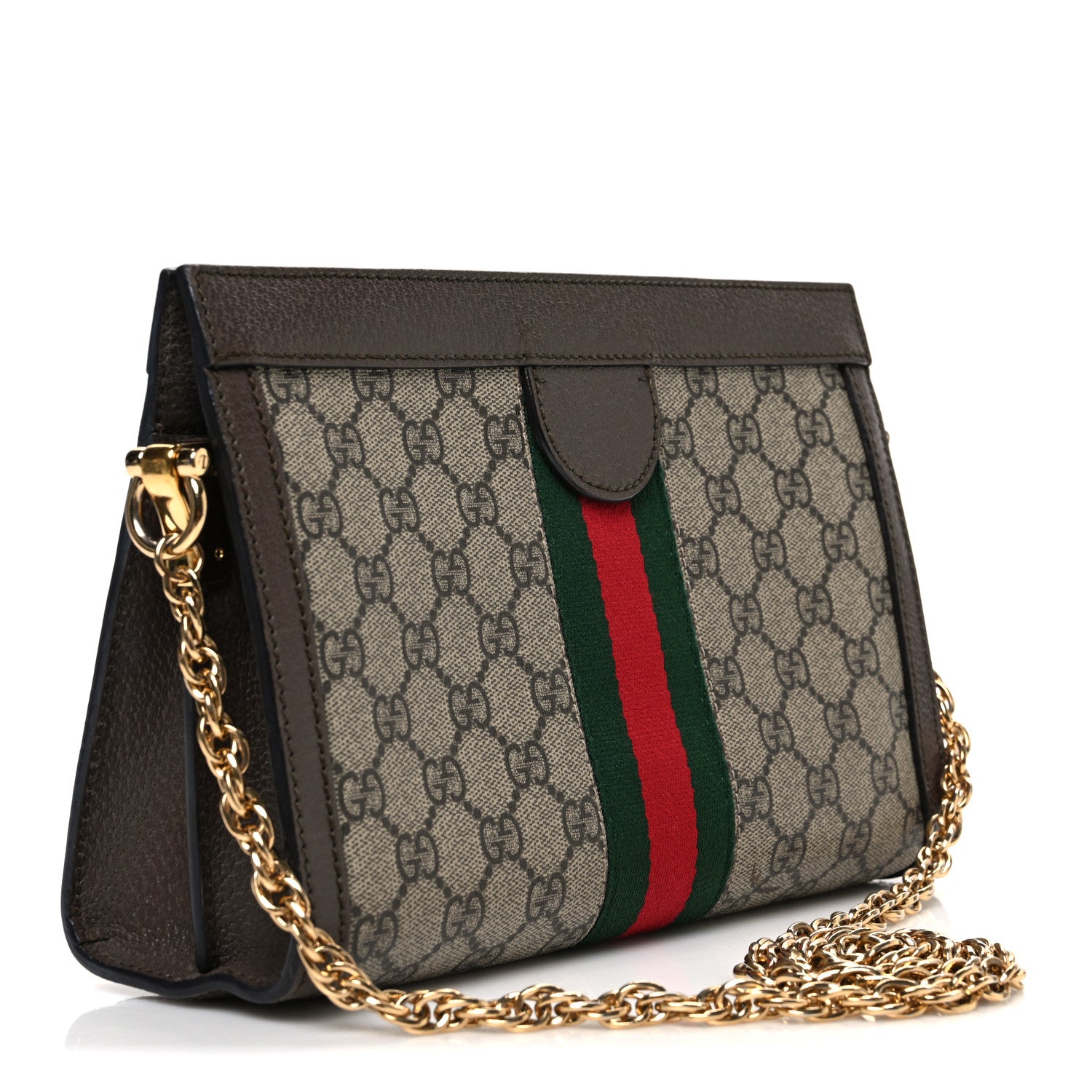 Gucci GG Supreme Monogram Web Small Ophidia Chain Shoulder Bag Brown 3 of 10