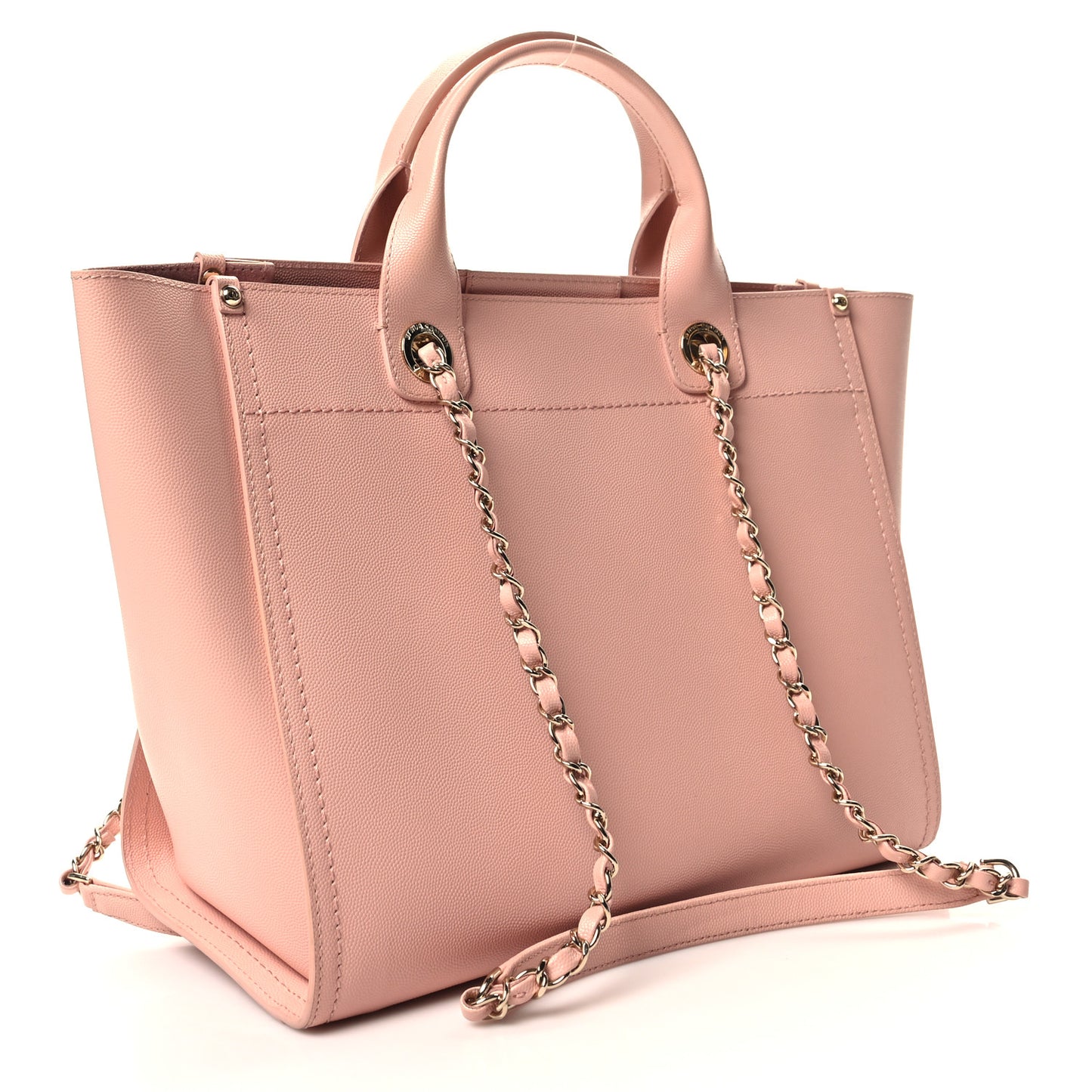 Caviar Small Studded Deauville Tote Light Pink