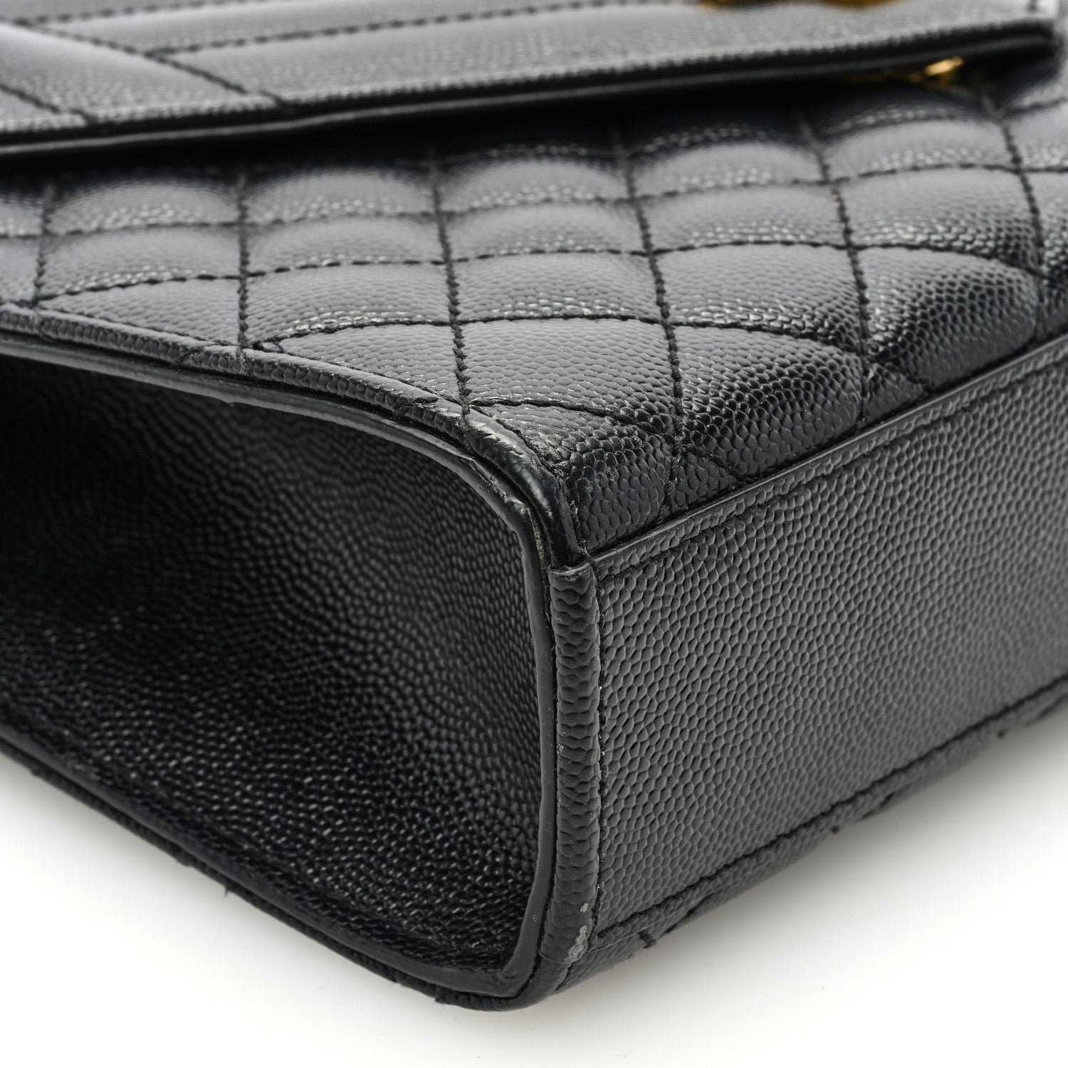 Saint Laurent Grain De Poudre Textured Mixed Matelasse Triquilt Medium Monogram Satchel Black 8 of 10