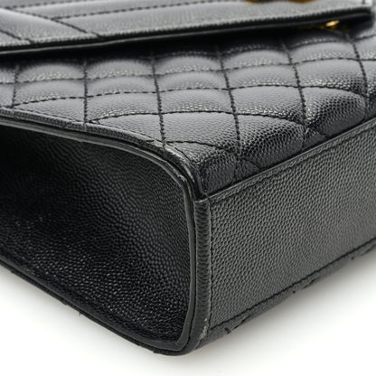 Saint Laurent Grain De Poudre Textured Mixed Matelasse Triquilt Medium Monogram Satchel Black 8 of 10